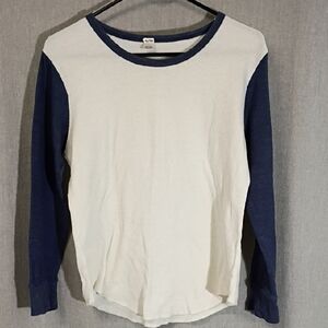 Casual White and Navy Long Sleeve Shirt Size S/M